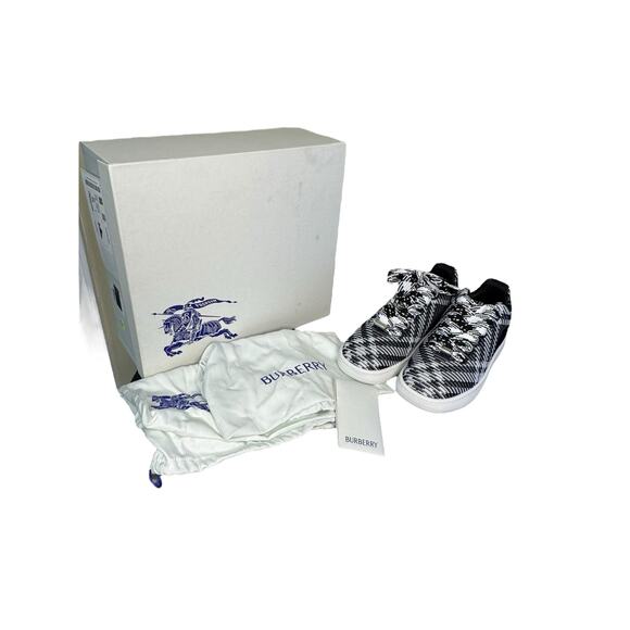 Burberry NIB Box Knit Sneakers in Black and White Check Size 42 - Picture 2 of 14